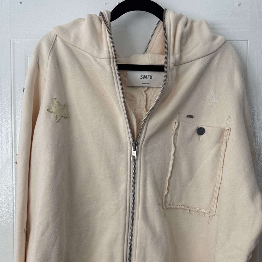 SMFK Cream Hoodie with Star Accents